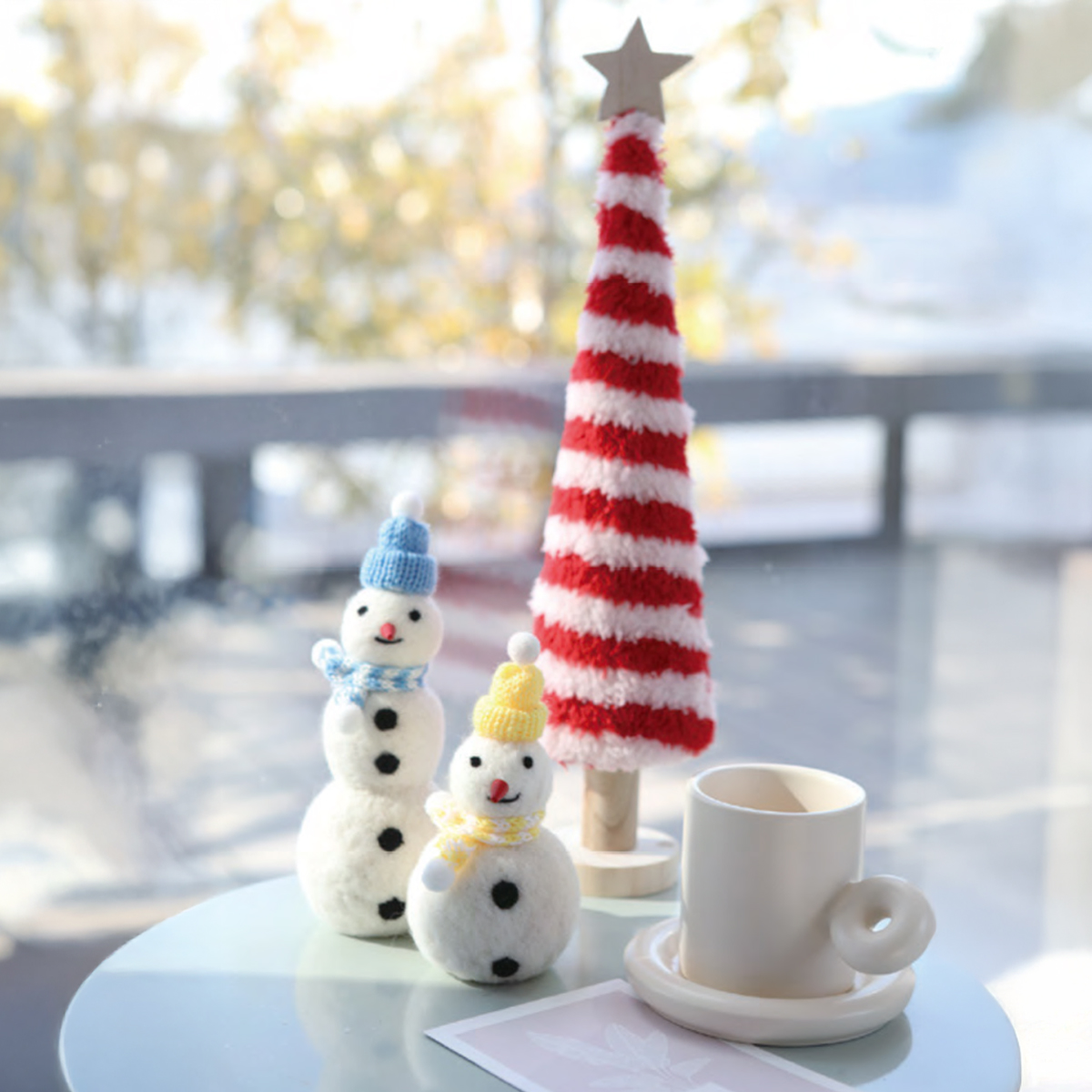 【クリスマス】コットンスノウ yellow blue スノーマン 雪だるま