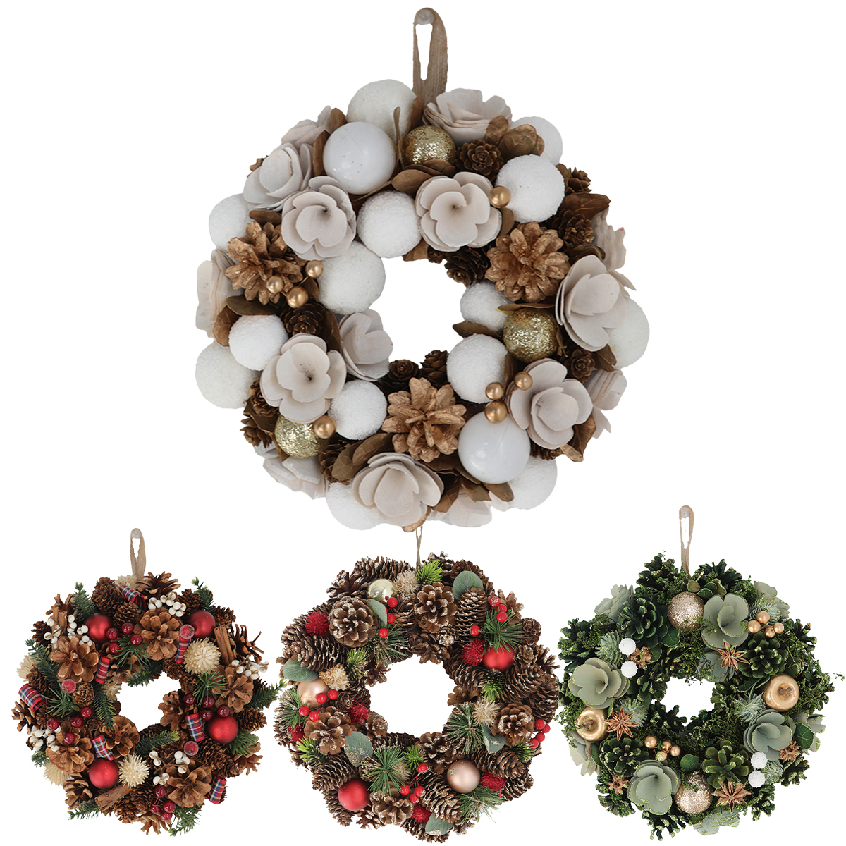 【クリスマス】ボンボン・コーンリース インテリア雑貨 飾り付け