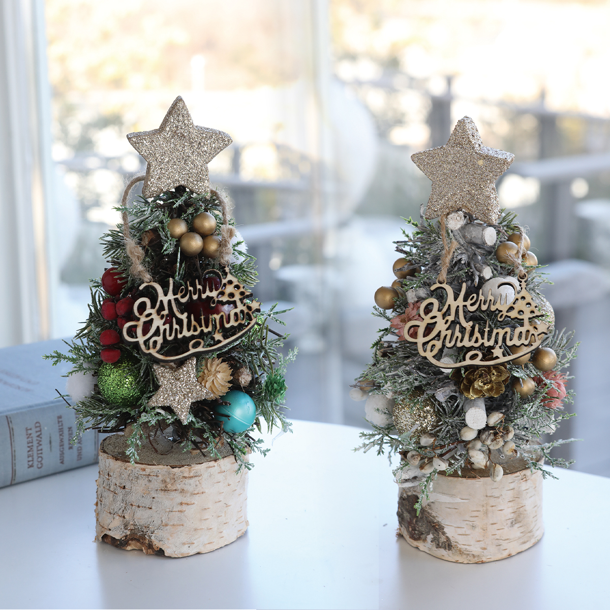 【クリスマス】バーチベース・ミニツリー 置物 インテリア雑貨