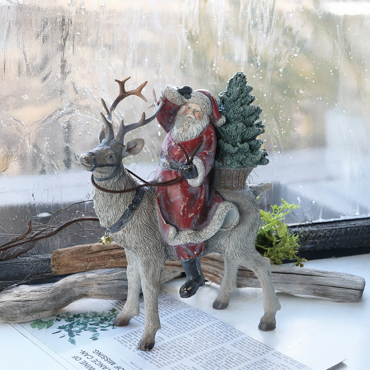 【クリスマス】サンタクロース・エルク 置物 インテリア雑貨