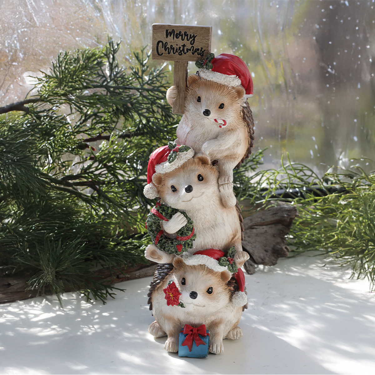 【クリスマス】ピギーバック・ヘッジホッグ 置き飾り インテリア雑貨
