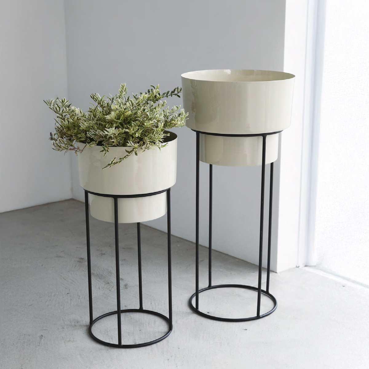 【neulo】ポットカバースタンド 2点セット クリーム・ピアグリーン