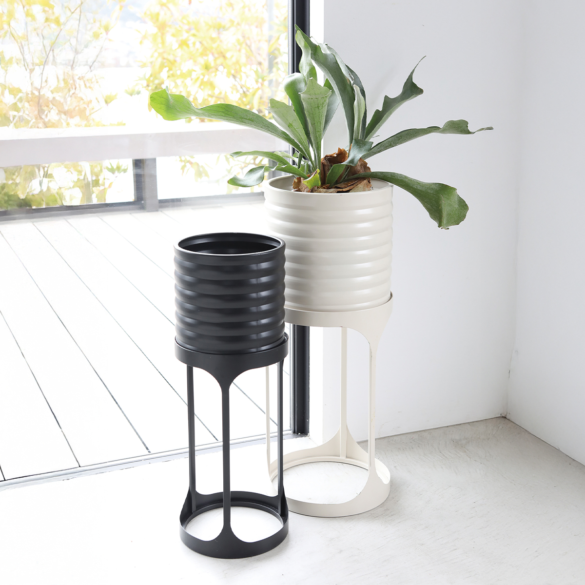 【neulo】グライズ・ポットカバー2点セット 植木鉢カバー