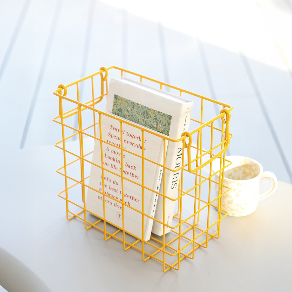 【neulo】ワイヤートレイ・ワイヤーラック yellow 小物置き