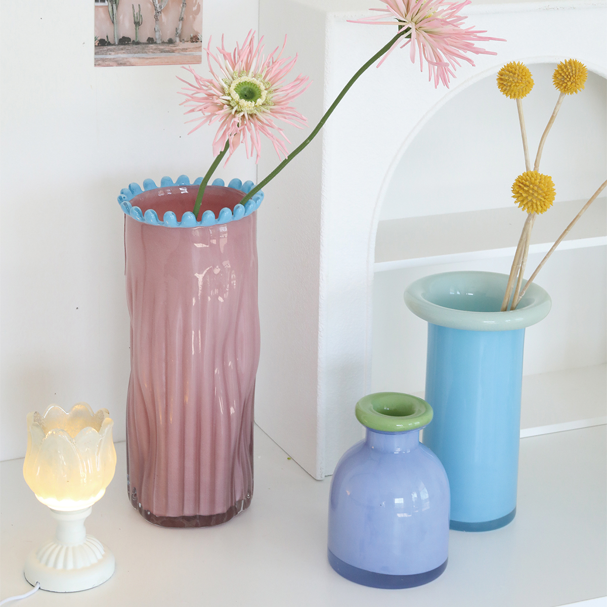 【neulo】ガラスベース 花器 花瓶 一輪挿し シアー