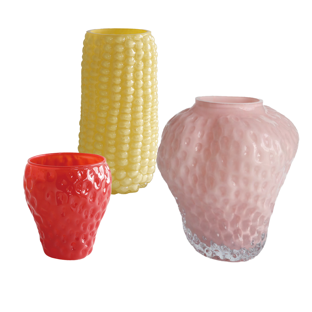 【neulo】花瓶 花器  ストロベリー/コーンガラスベース