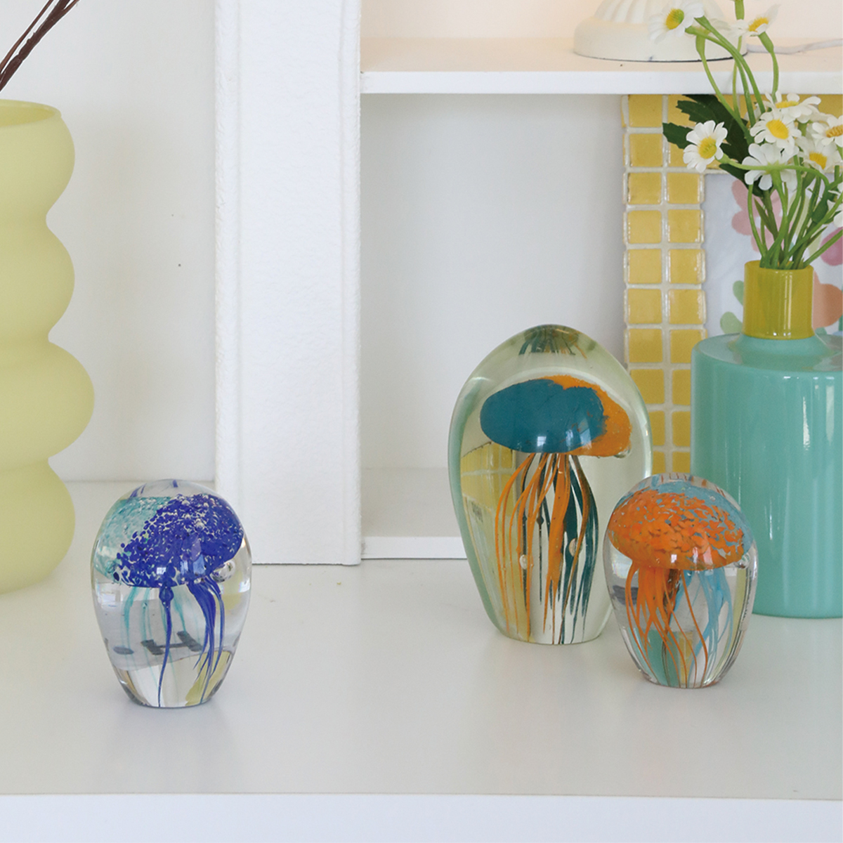 【neulo】インテリア ガラスオブジェ クラゲ