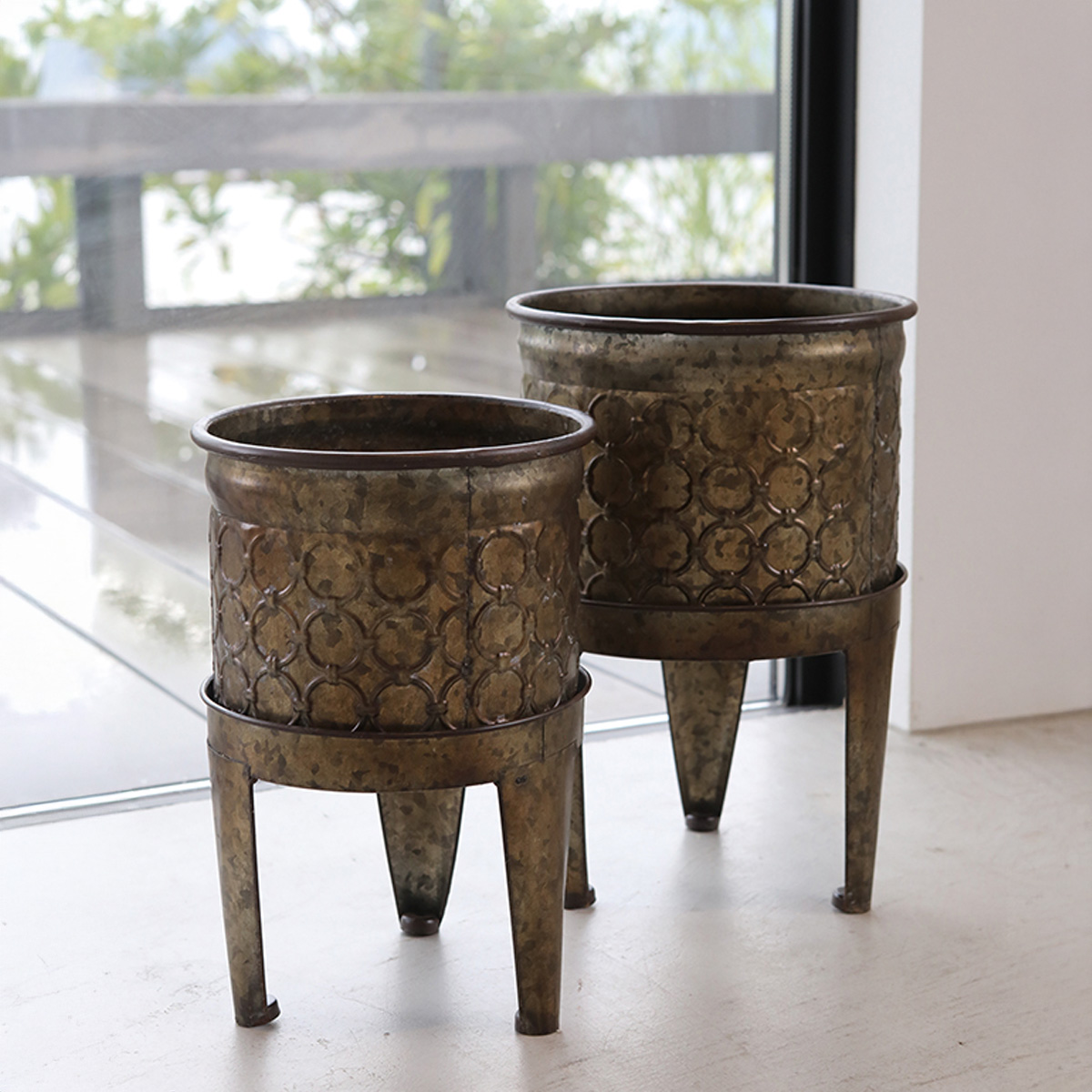 Hamptons ビザンツ ポットカバー&ボウル 植木鉢カバー アンティーク インテリア ガーデニング