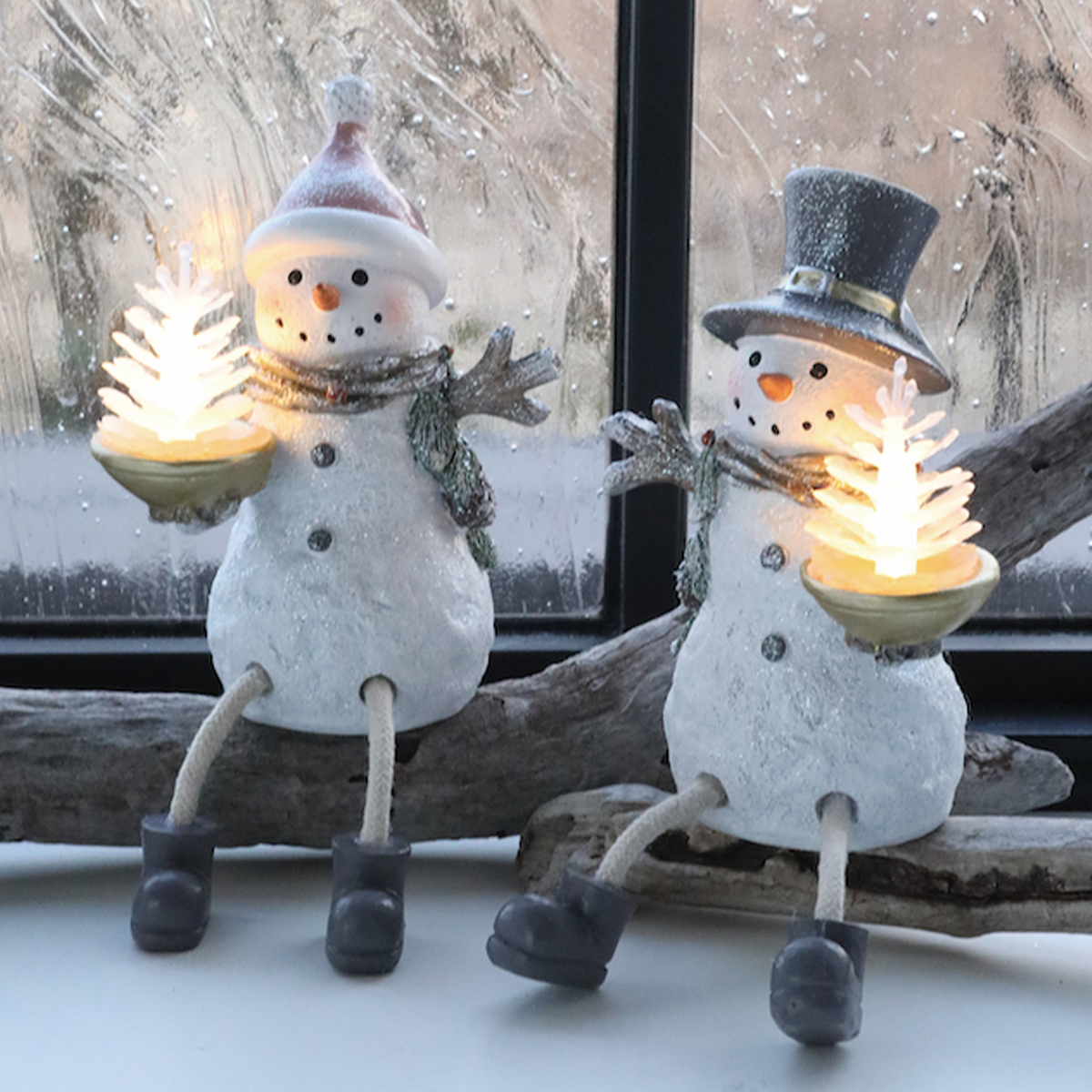 【クリスマス】LEDライト スノーマン ツリー キャンドル