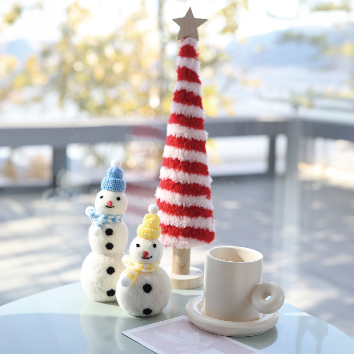 【クリスマス】Joyeux Noel ポーラーベア&スノーマン オブジェ オーナメント