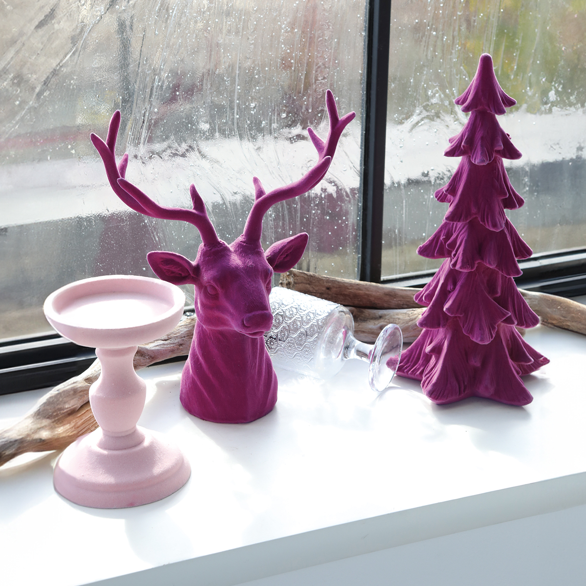 【クリスマス】Joyeus Noel ツリー&エルク&スタンド ベルベット調 オブジェ