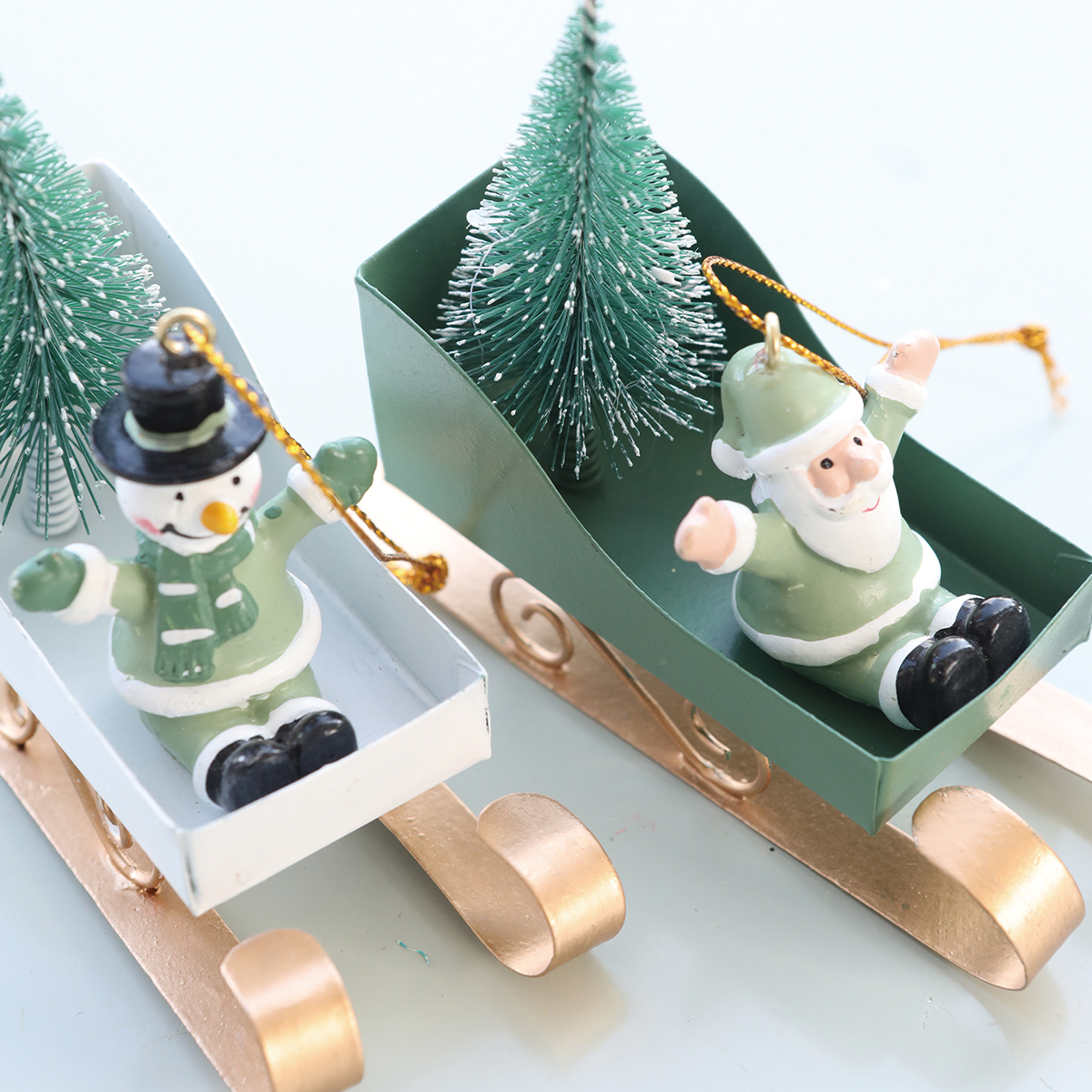 【クリスマス】Christmas Carnival サンタクロース&スノーマン そり オブジェ オーナメント