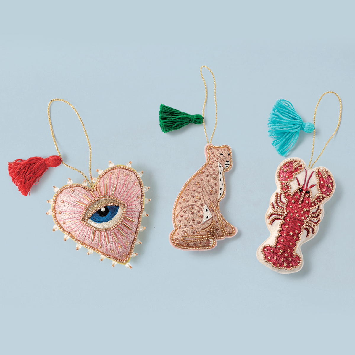 《予約:10月下旬》ビーズ刺繍オーナメント イーブルアイ/レオパード/ロブスター