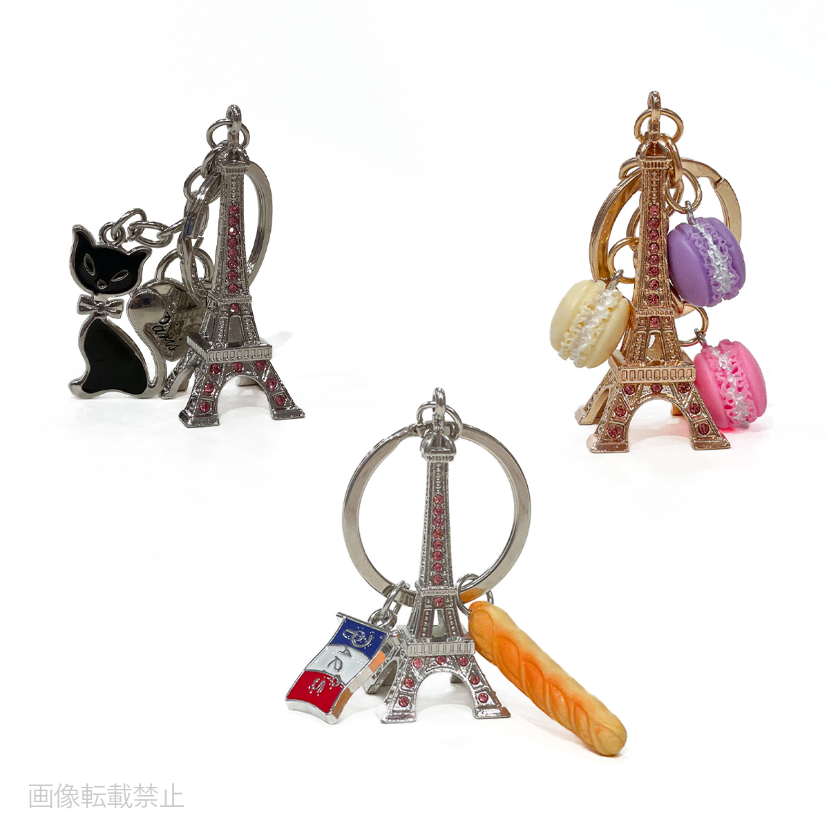 《数量限定》【Cote de Paris】コテ・ドゥ・パリ キーホルダー エッフェル塔 マカロン ネコ トリコロール フランス