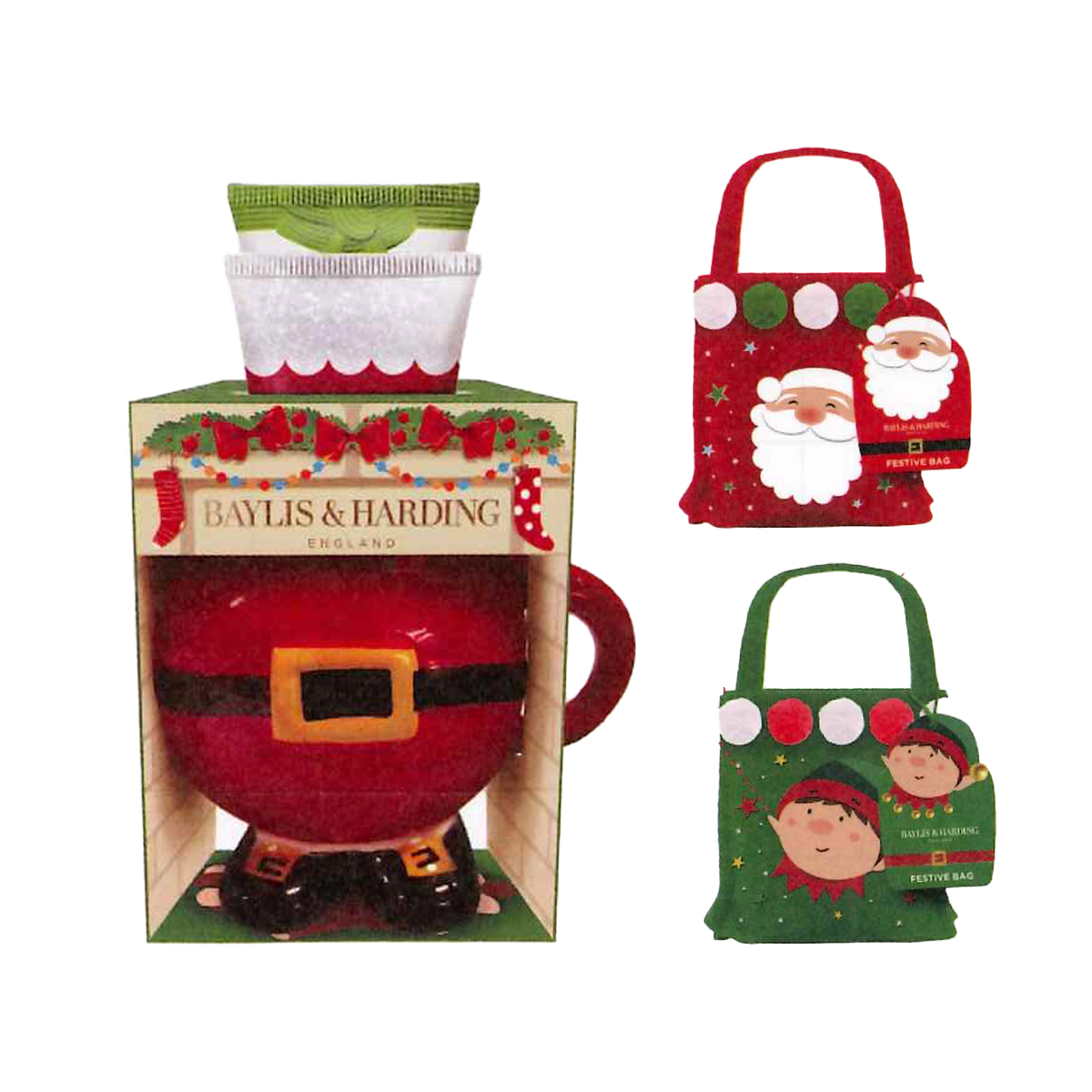 《予約:4/10(金)締切》【BAYLIS&HARDING】ベイリス＆ハーディング ホリデーコレクション フェスティブフレンズ クリスマス マグ バッグ