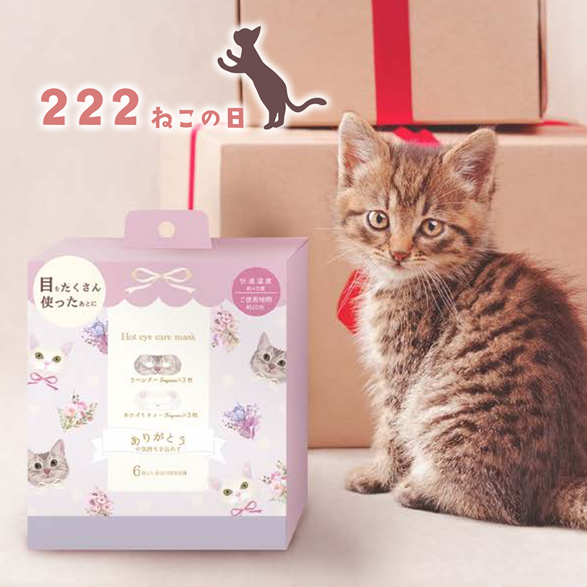 【予約：12月中旬発売】【ほんやら堂】222ねこの日 ながら温アイマスク