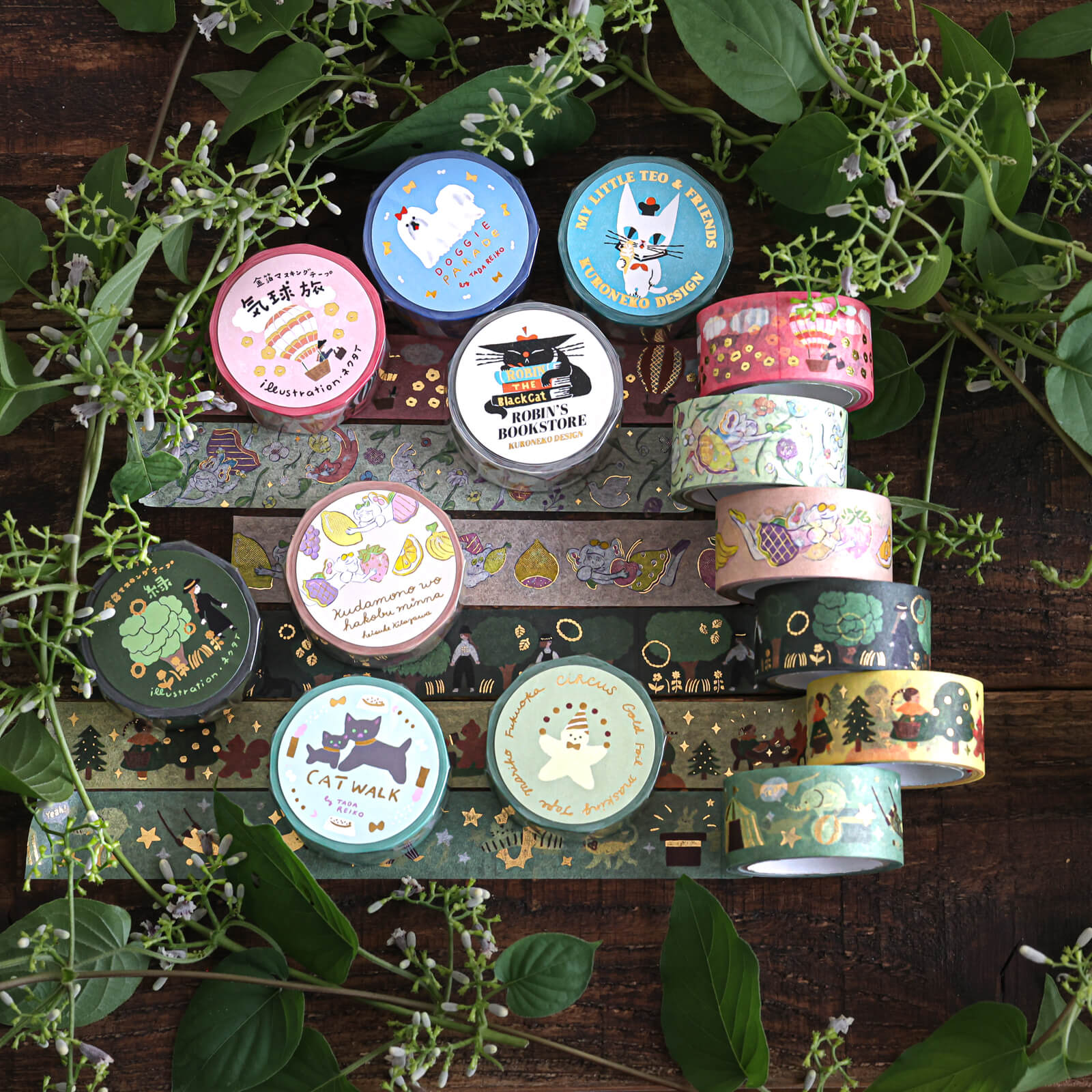 【cozyca products】箔押しマスキングテープ 黒ねこ意匠・北澤平祐・多田玲子・ネクタイ・福岡麻利子