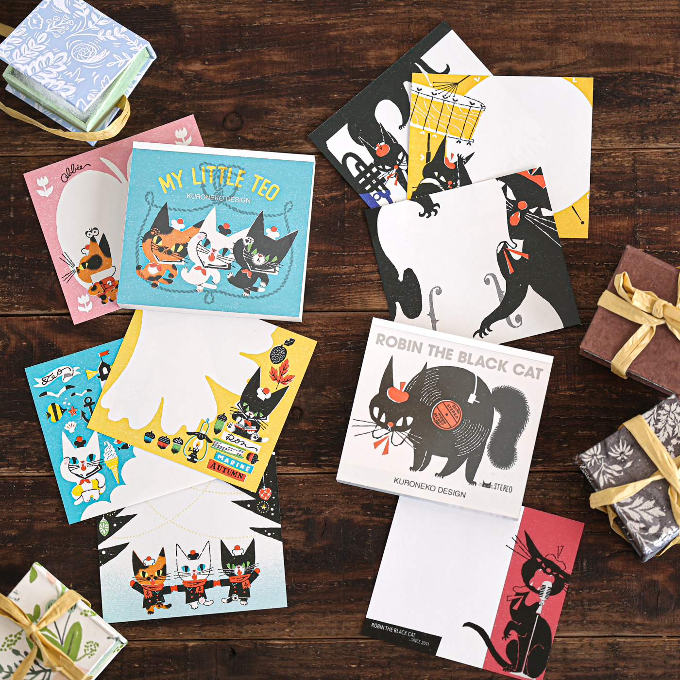 【cozyca products】黒ねこ意匠 ブロックメモ