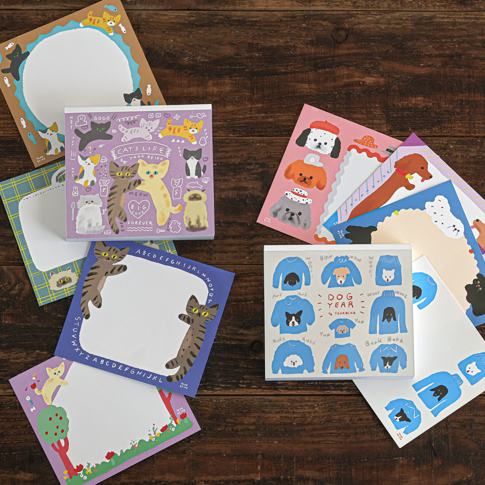 【cozyca products】多田玲子 ブロックメモ CAT'S LIFE  DOG YEAR ねこ いぬ