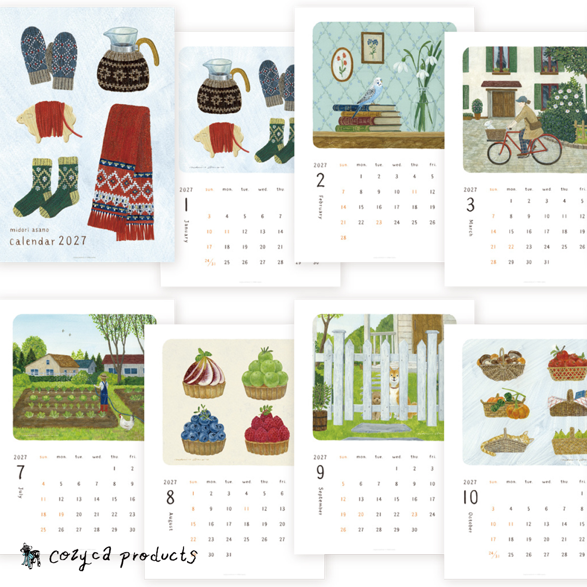《予約6月末締切：9月下旬入荷》浅野みどり カレンダー 2027【cozyca products】