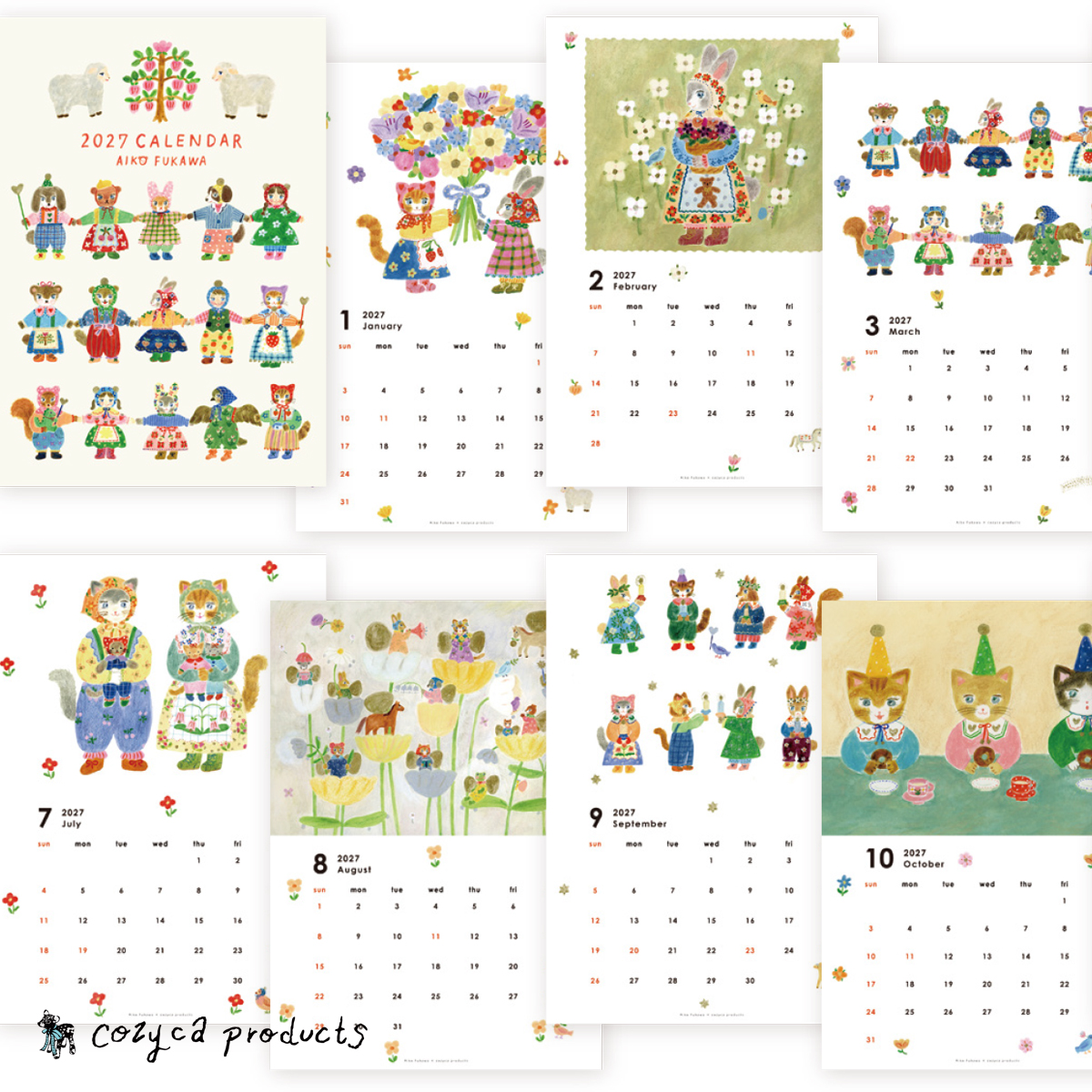 《予約6月末締切：9月下旬入荷》Aiko Fukawa カレンダー 2027【cozyca products】