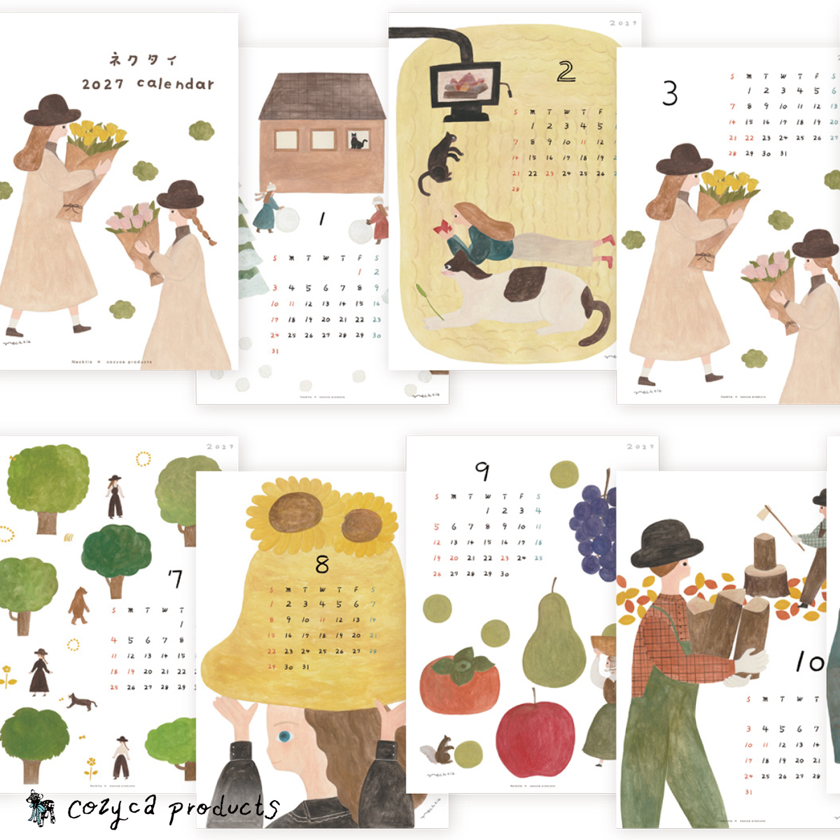 《予約6月末締切：9月下旬入荷》ネクタイ カレンダー 2027【cozyca products】