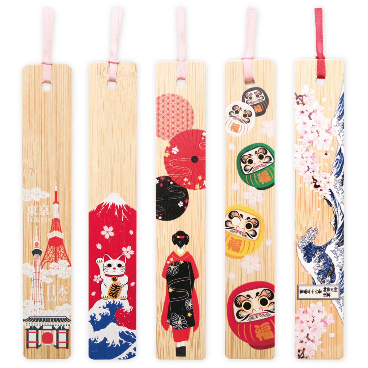 竹製しおり 和雑貨 文房具 日本のお土産 招き猫・ダルマ