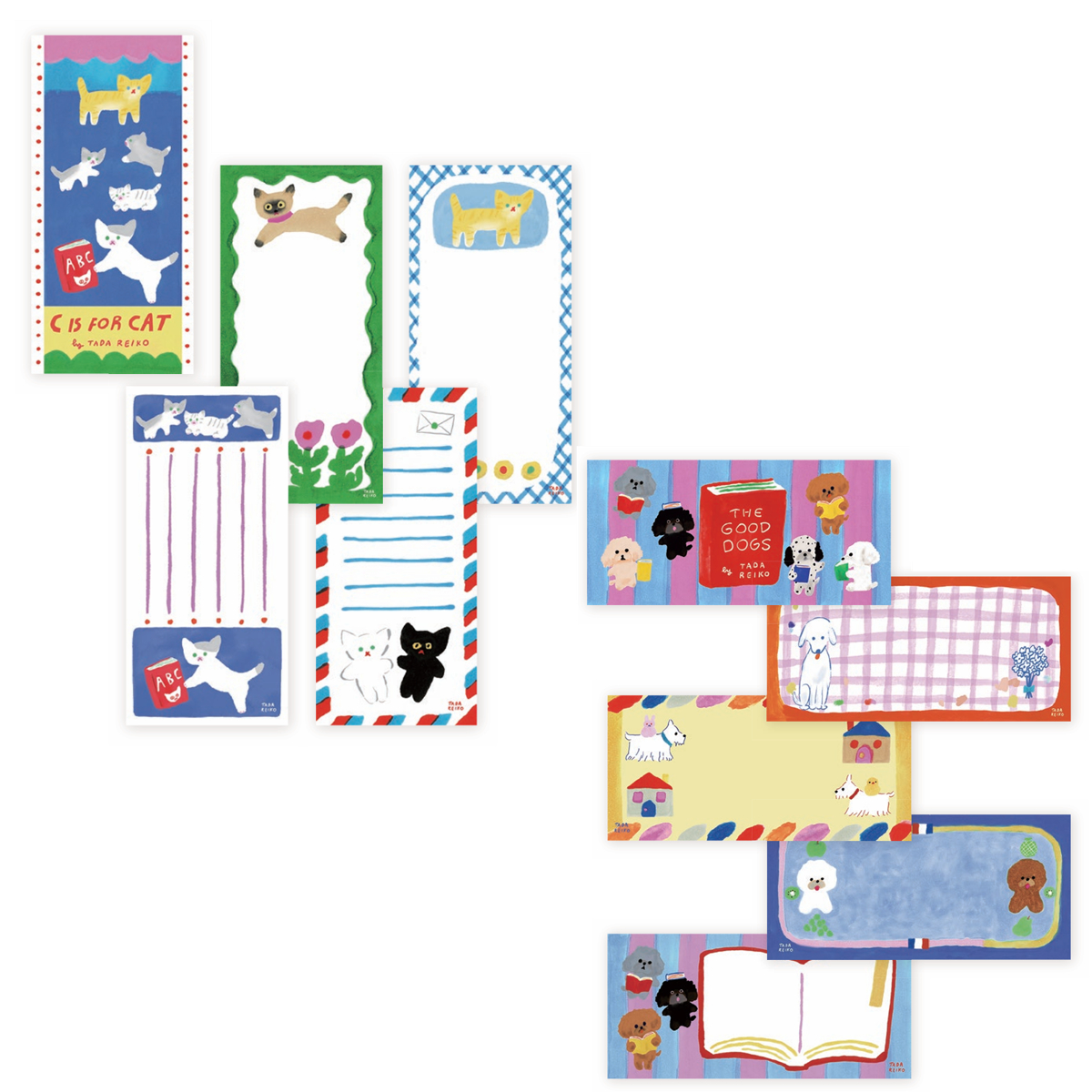 《予約：10月中旬発売》【cozyca products】多田玲子 一筆箋 C IS FOR CAT&THE GOOD DOGS 蛍光インク使用