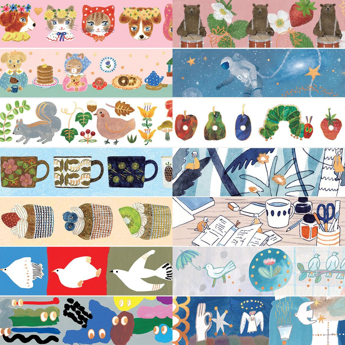 《予約：8月中旬入荷》【cozyca products】箔押しマスキングテープ Aiko Fukawa&浅野みどり&Subikiawa.&日下明&エリック・カール&藤巻 佐有梨&CHIHIRO SONODA