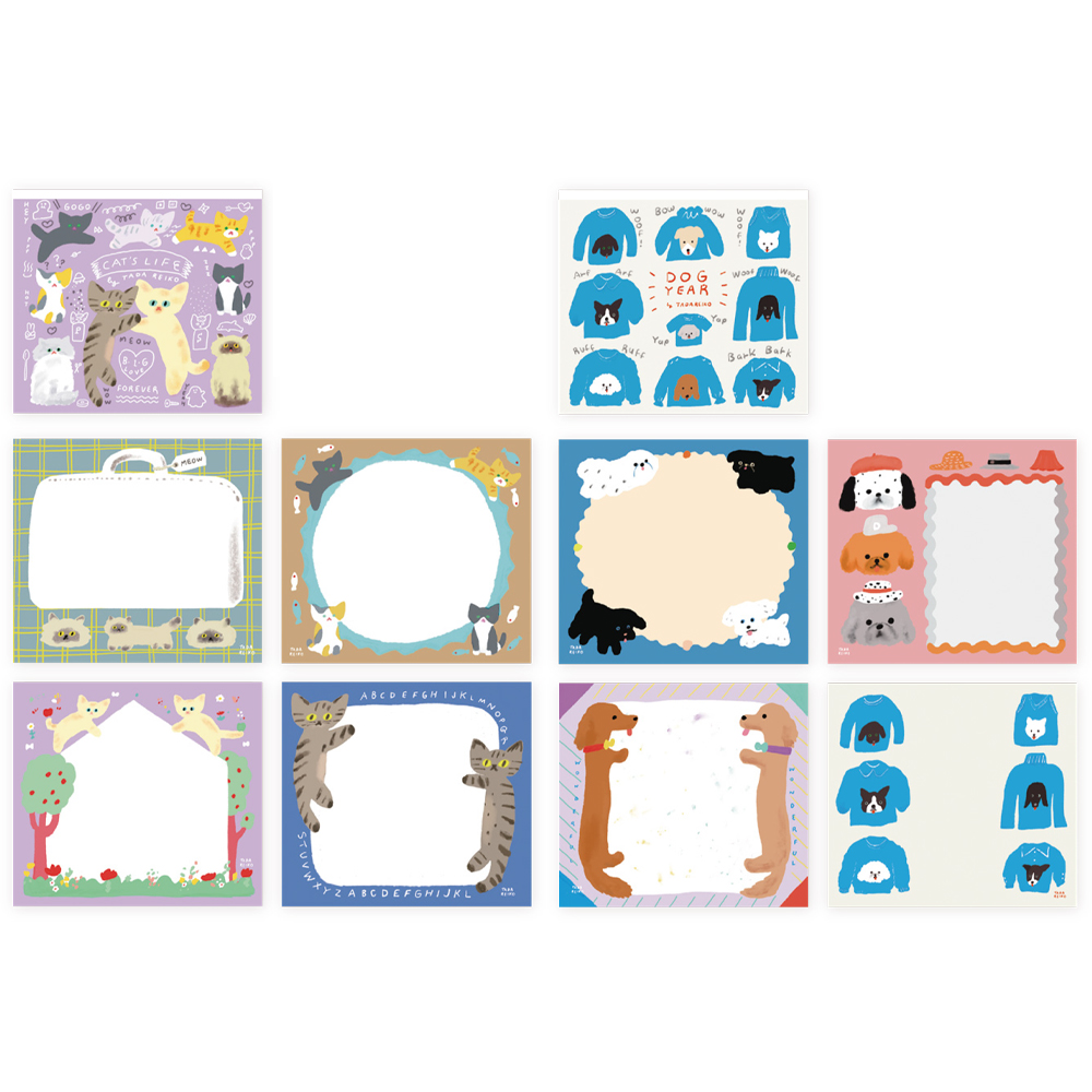 《予約：4月下旬発売》【cozyca products】多田玲子 ブロックメモ ねこ いぬ