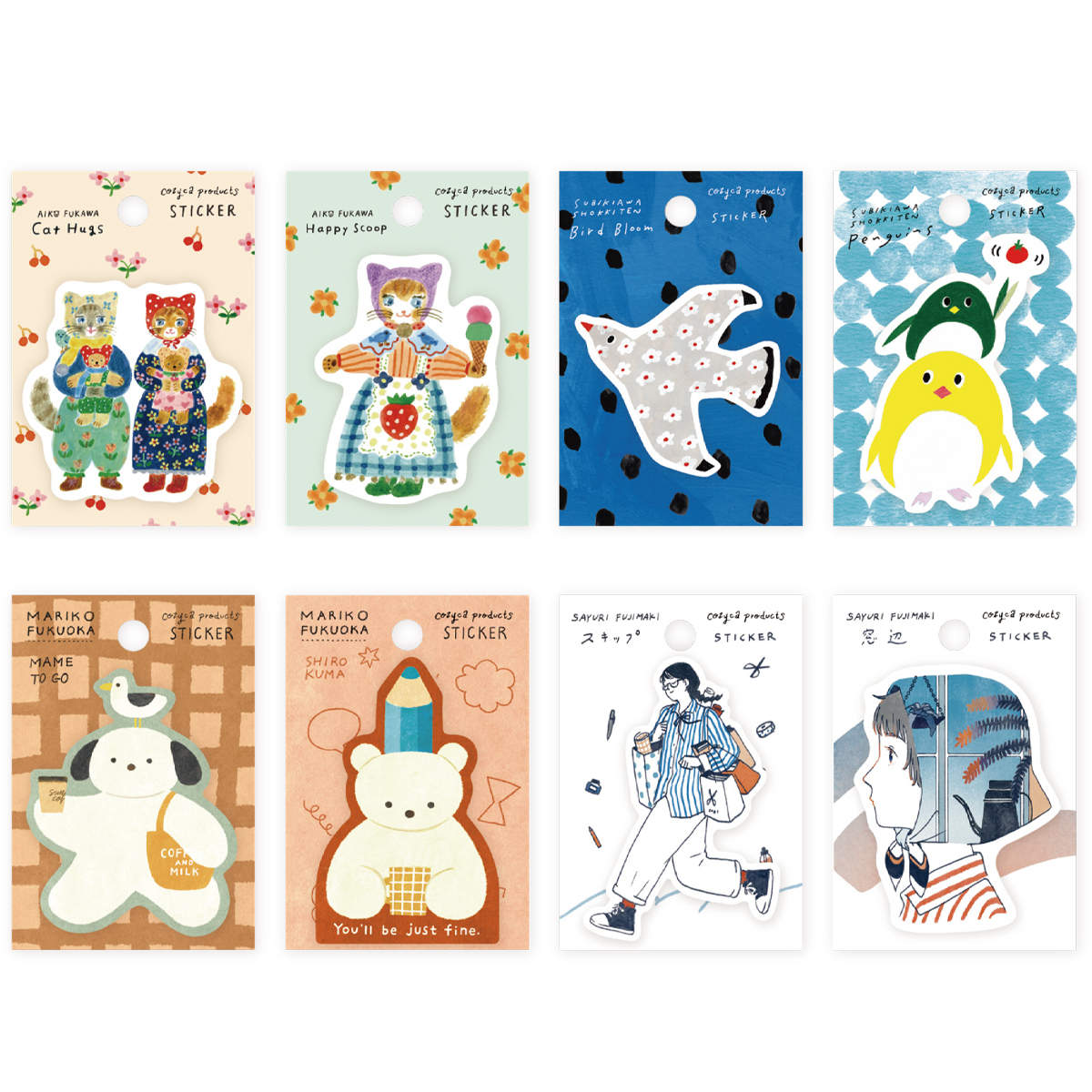 《予約：8月上旬》Aiko Fukawa Subikiawa. 福岡麻利子 藤巻佐有梨 ステッカー シール cozyca products