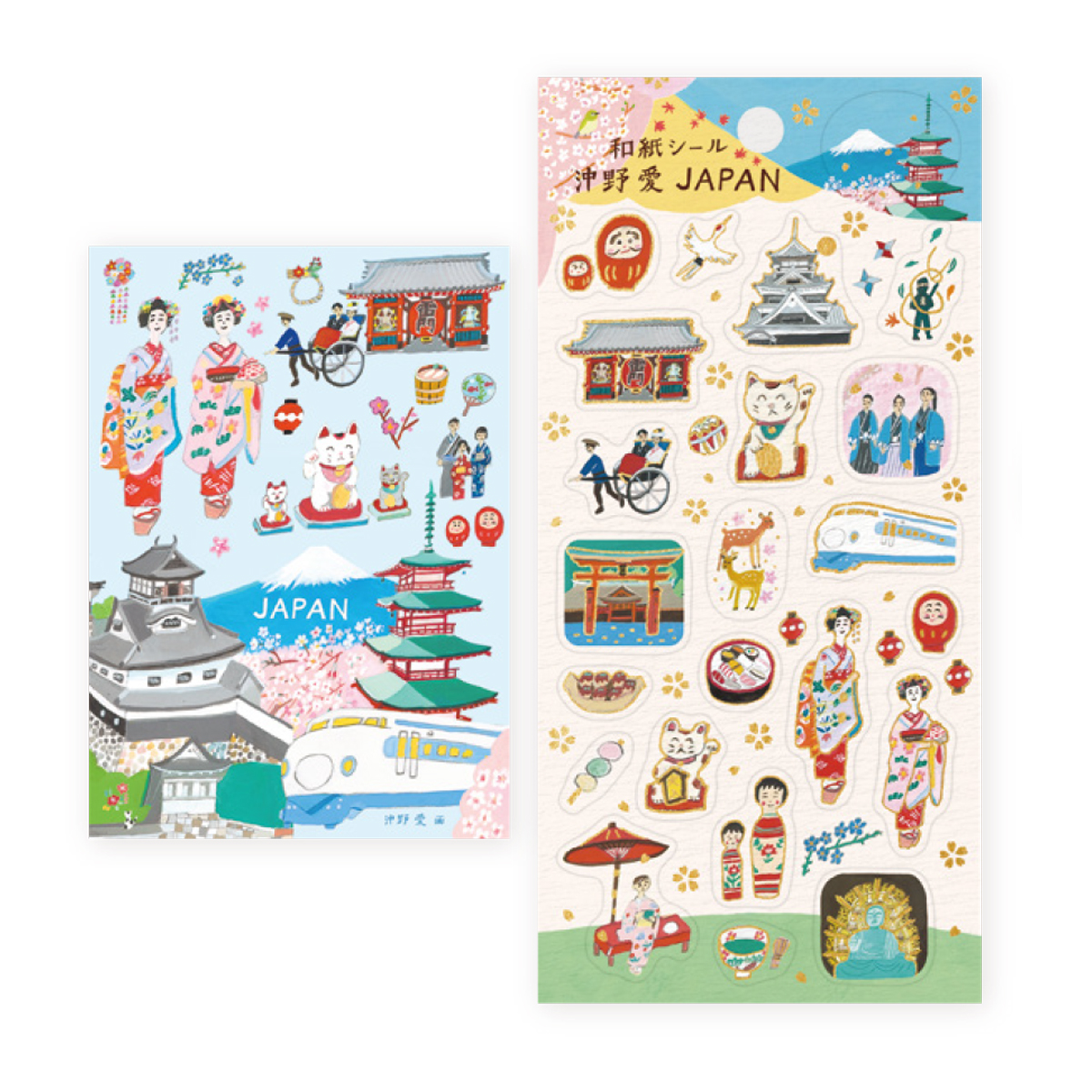 《予約：8月上旬》沖野愛 スタンプノート 和紙シール JAPAN cozyca products