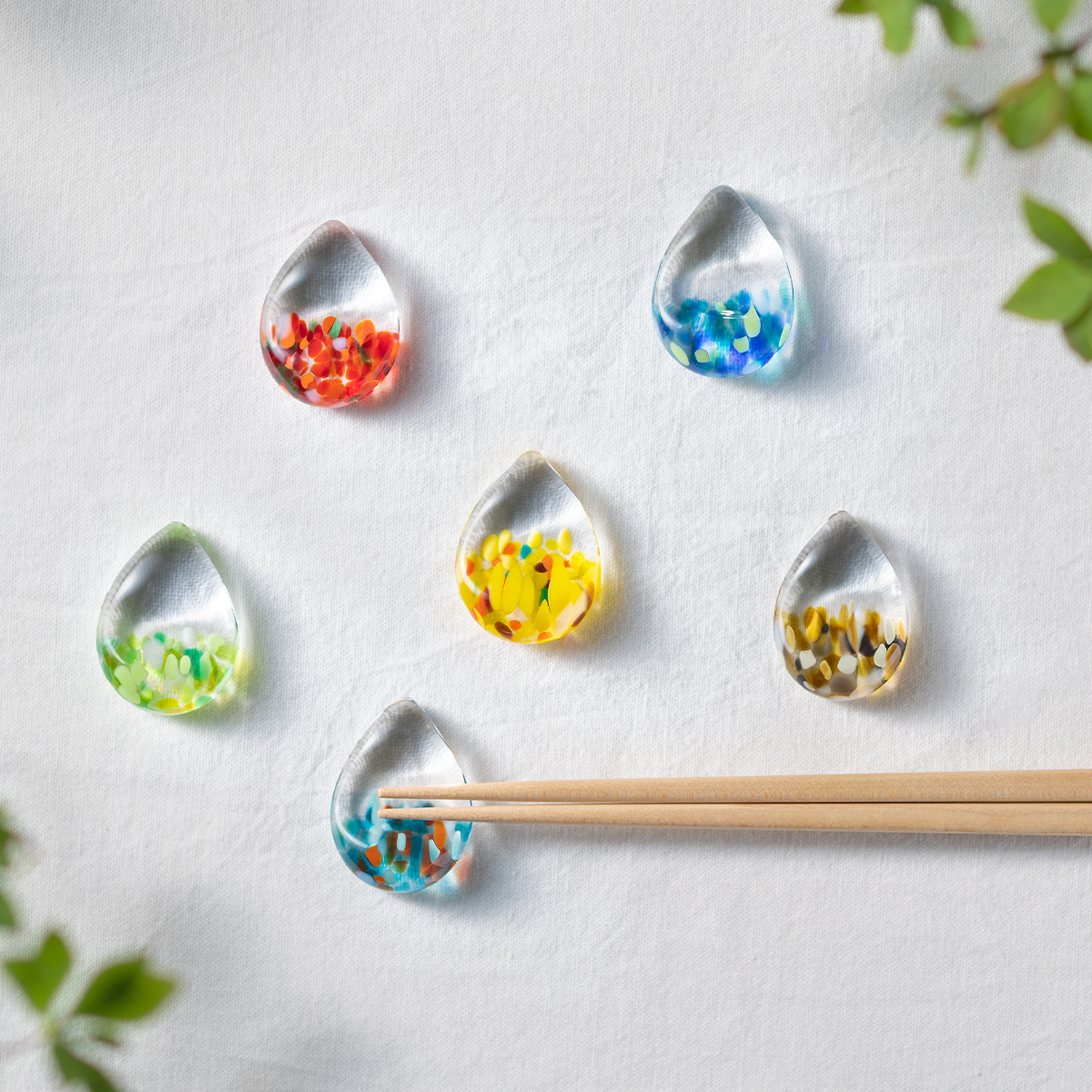 【津軽びいどろ×下山学園高等学校】白神の森響 箸置き 箸置 青森 日本製