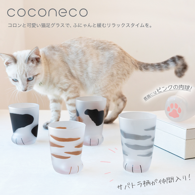 日本製【ここねこ】かわいい猫柄グラス coconeco