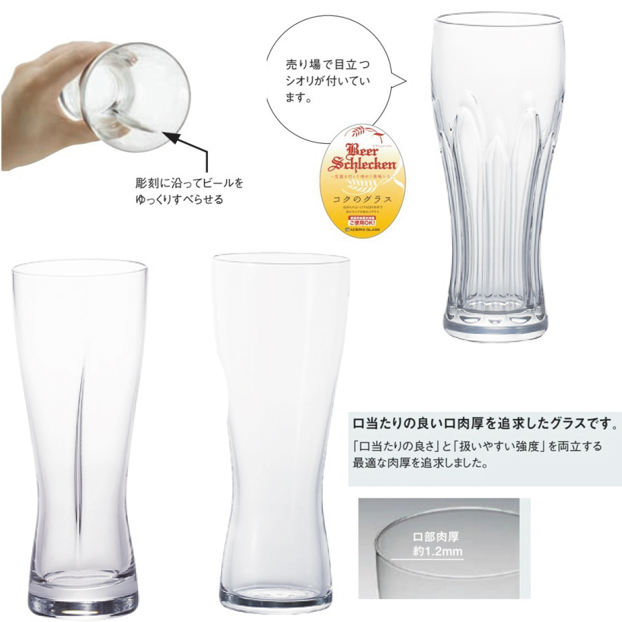日本製【ギフトにも！ビールをこだわりのグラスで】薄吹きビアグラス＆プレミアムピルスナー＆ビアシュレッケン
