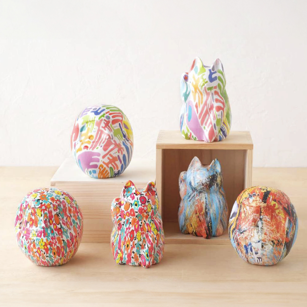 《予約・入荷9月下旬以降》【迎春・新年のお正月飾りに】デコアート オーナメント だるま&招き猫 オブジェ インテリア ねこ
