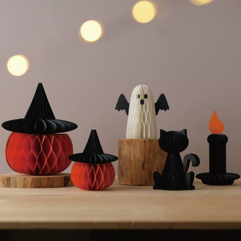【ハロウィン】ハニカムオーナメント かぼちゃ&黒猫&おばけ&キャンドル