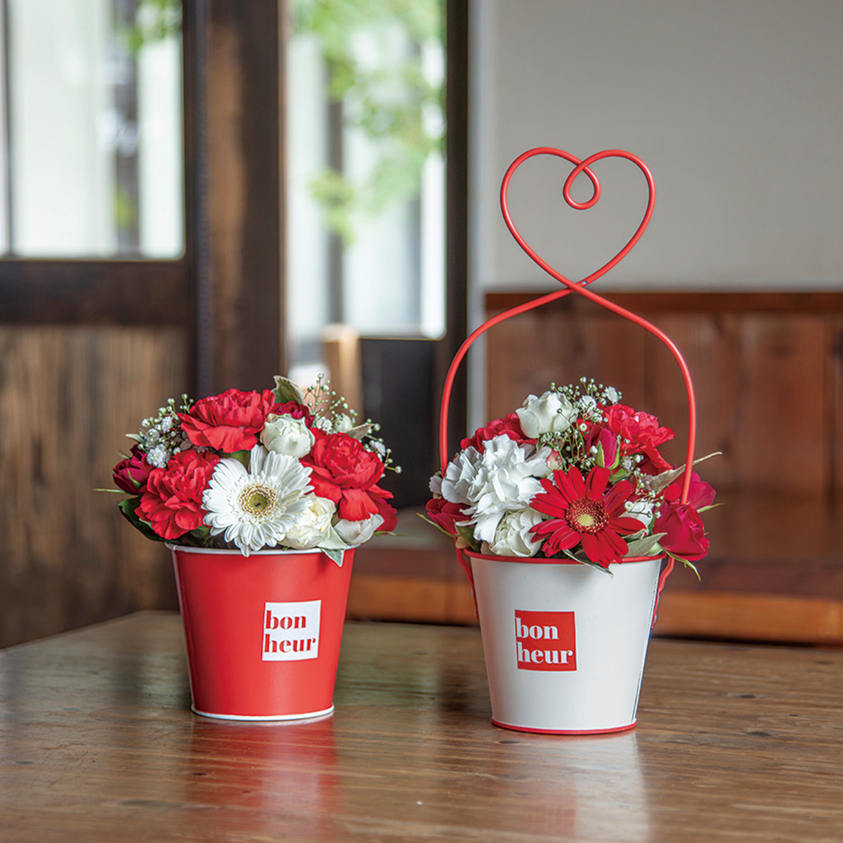 【ガーデニングやフラワーアレンジに】ネオレッドバイカラーブリキ フラワーポット プランター 植木鉢 母の日 プレゼント