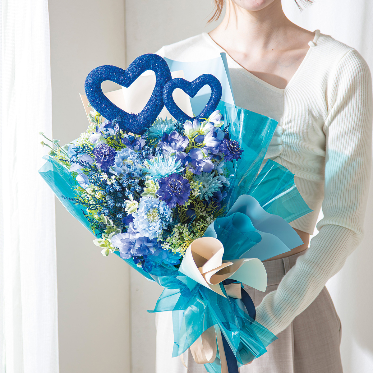 【ギフトやフラワーアレンジに】グリッターハートピック フラワーピック プレゼント お祝い 推し活