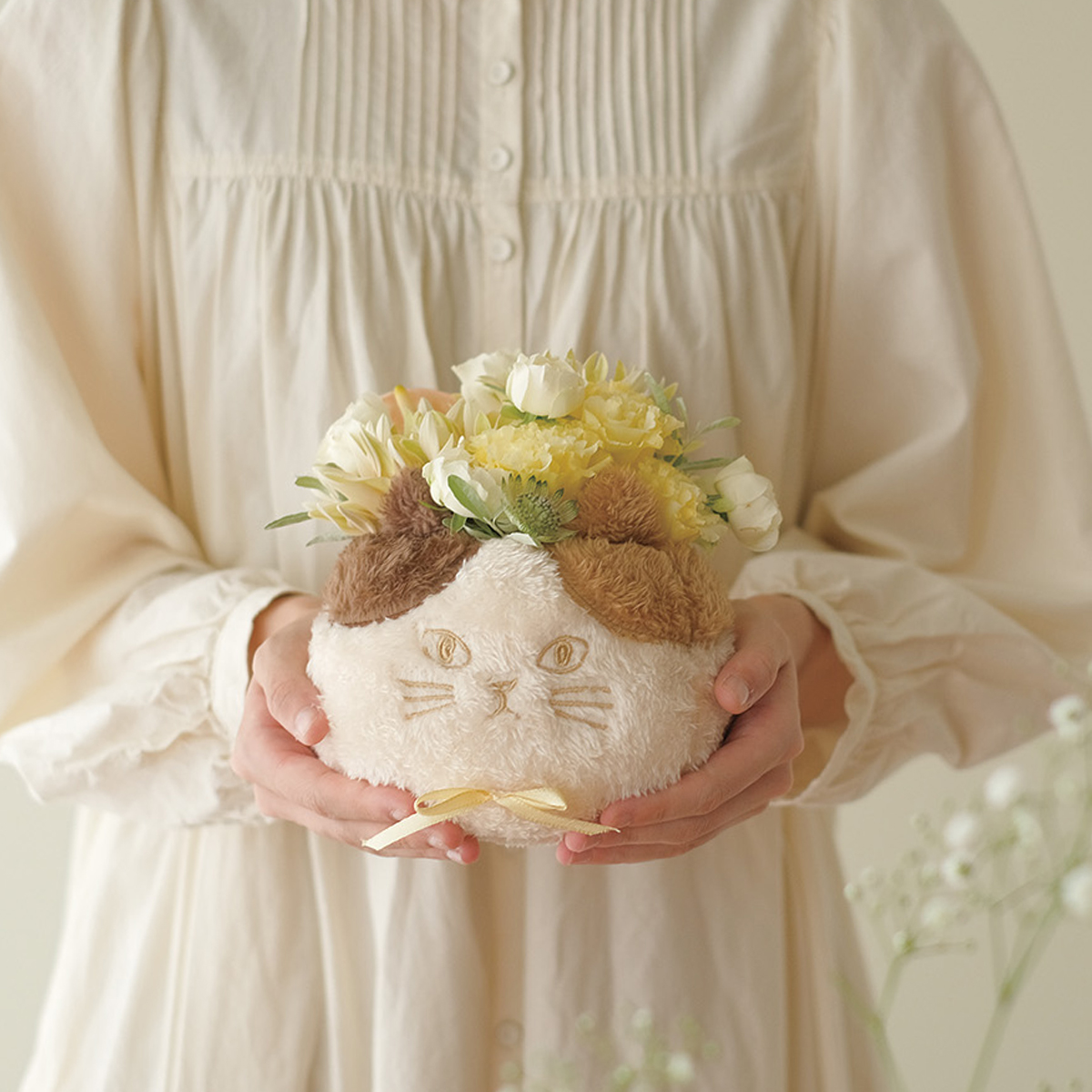 【フラワーアレンジやインテリアに】ふわふわネコポット フラワーポット プランター 植木鉢 プレゼント 猫