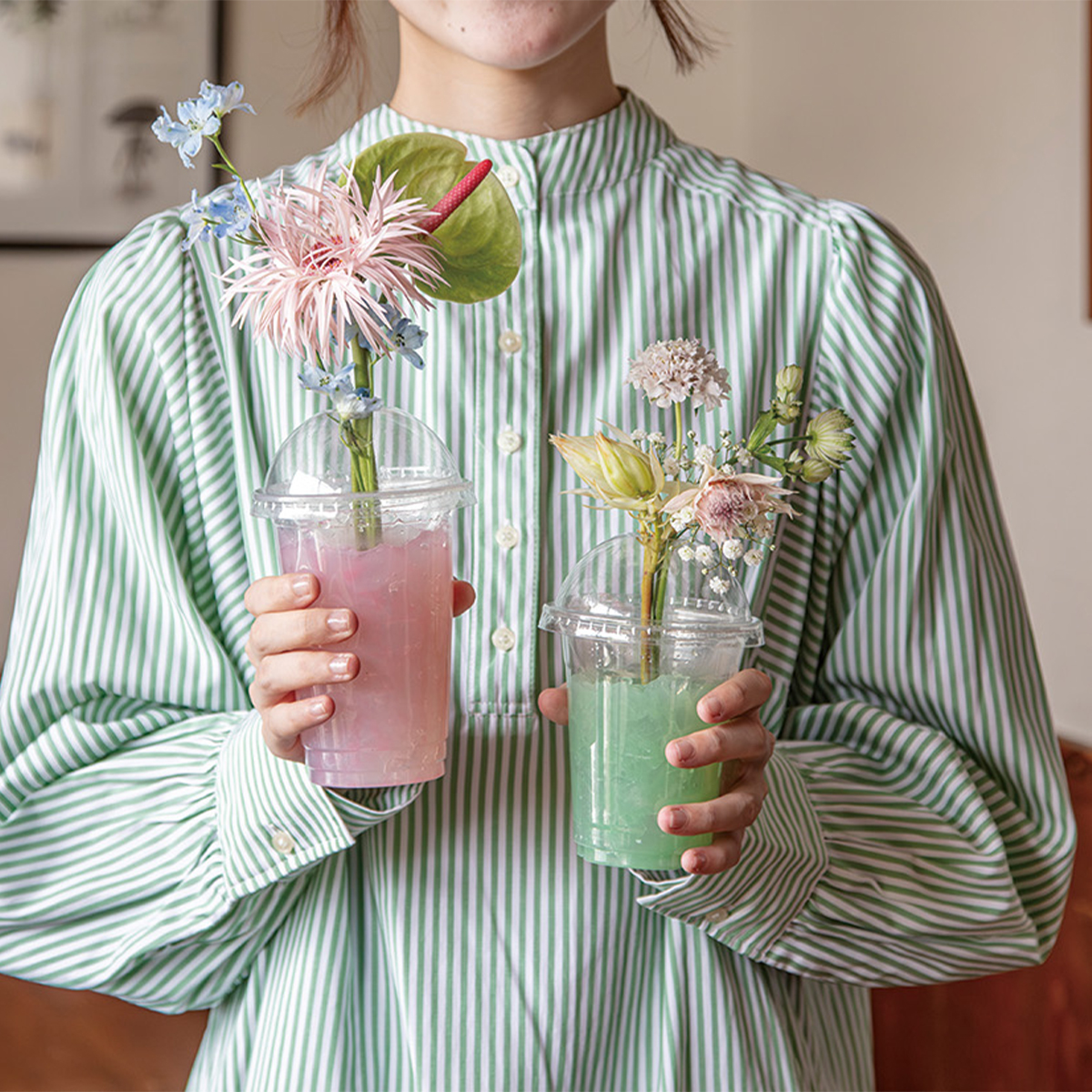 【ギフトやラッピングに】クリアカフェカップ フラワーアレンジ 母の日 プレゼント