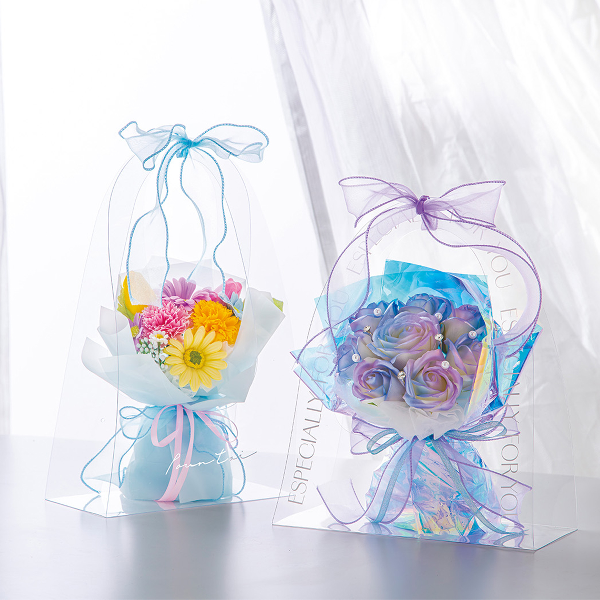 【スペシャルギフト】クリアバッグソープフラワー 母の日 お祝い プレゼント