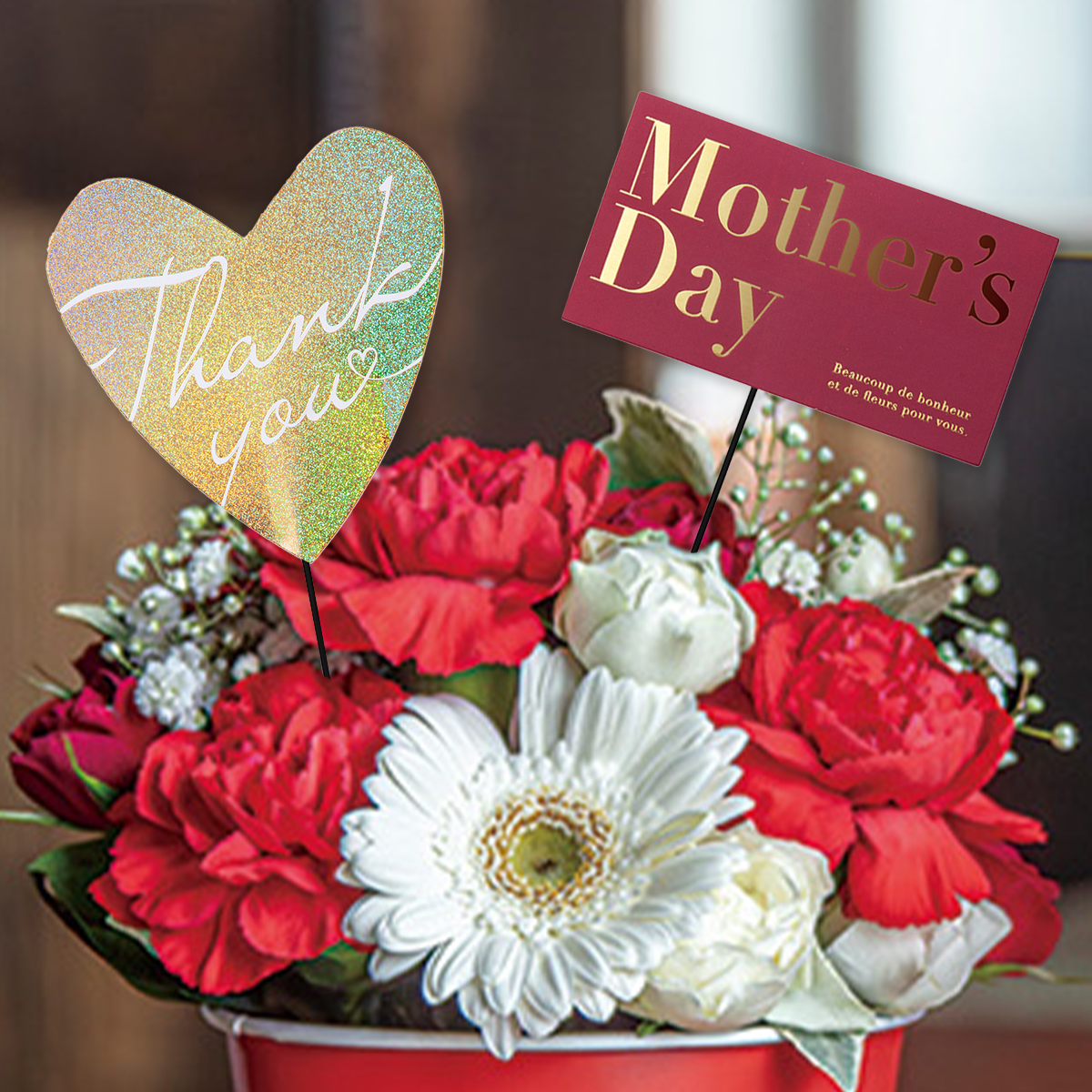 【ギフトやフラワーアレンジに】ペーパーピック 紙製フラワーピック 母の日 プレゼント お祝い