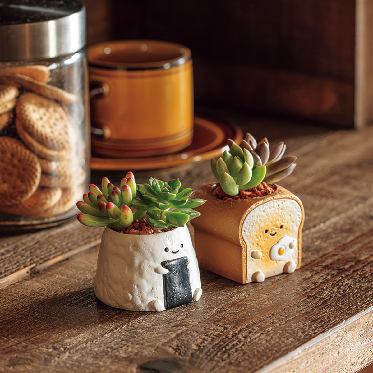 【ガーデニングやインテリアに】リトルレジンポット おにぎり&ピアノ&シマリス&ミツバチ