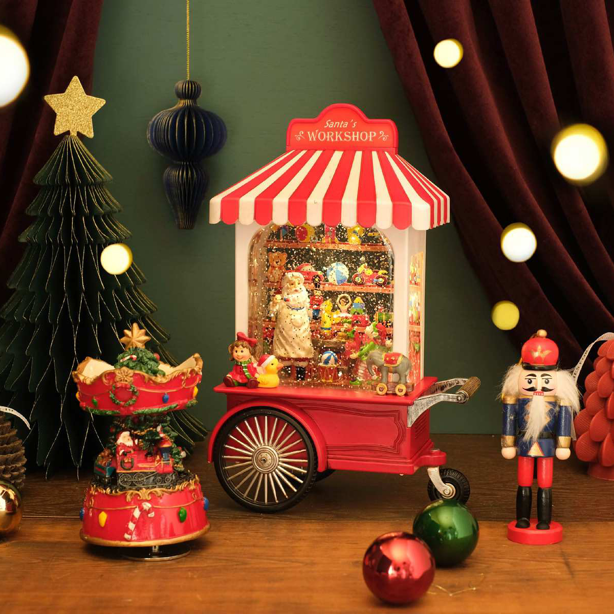 【クリスマス】ノルディックライト テレビ サンタワゴン 置物 オブジェ