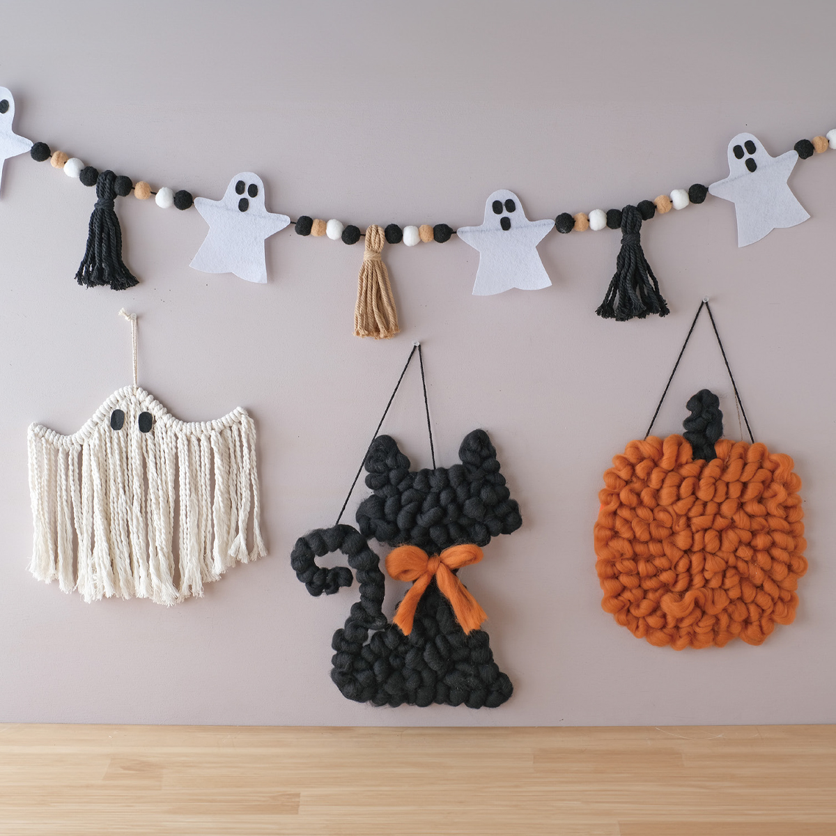【ハロウィン】タペストリー かぼちゃ＆くろねこ＆おばけ 飾り付け