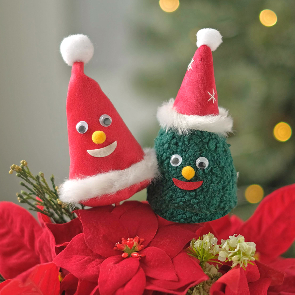 《予約：26年10月上旬以降入荷》【クリスマス】ふわふわピック まんまるサンタ スノーマン 飾り付け