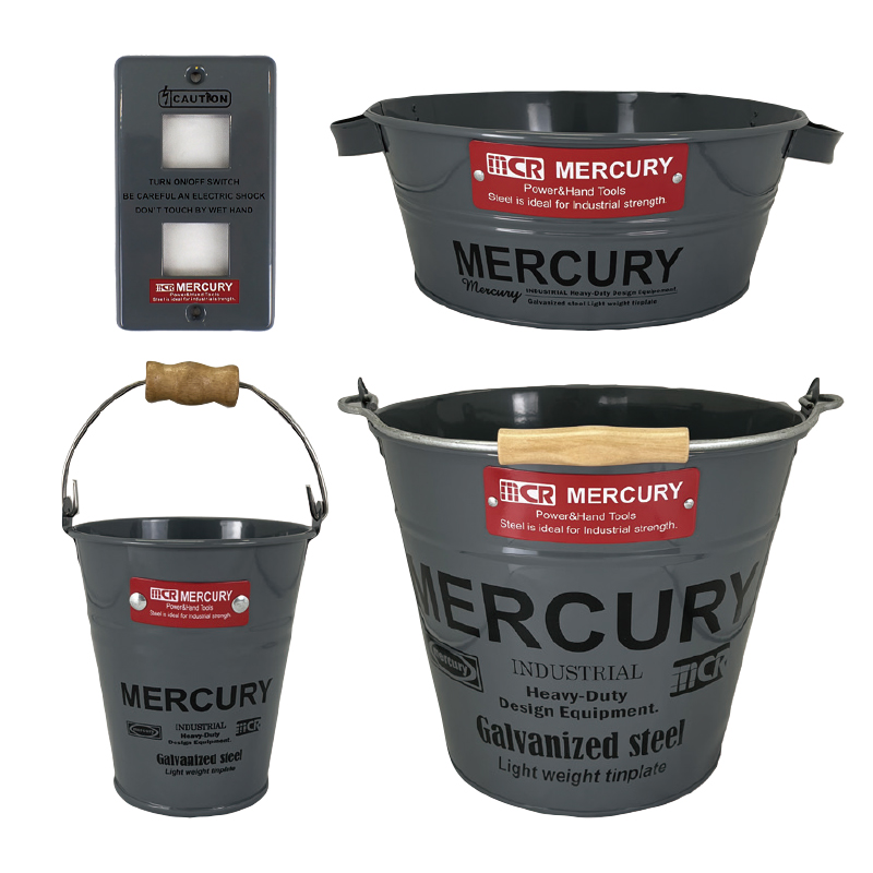 【2月上旬入荷】マーキュリー バケツ＆スイッチプレート コンセントカバー ダークグレー