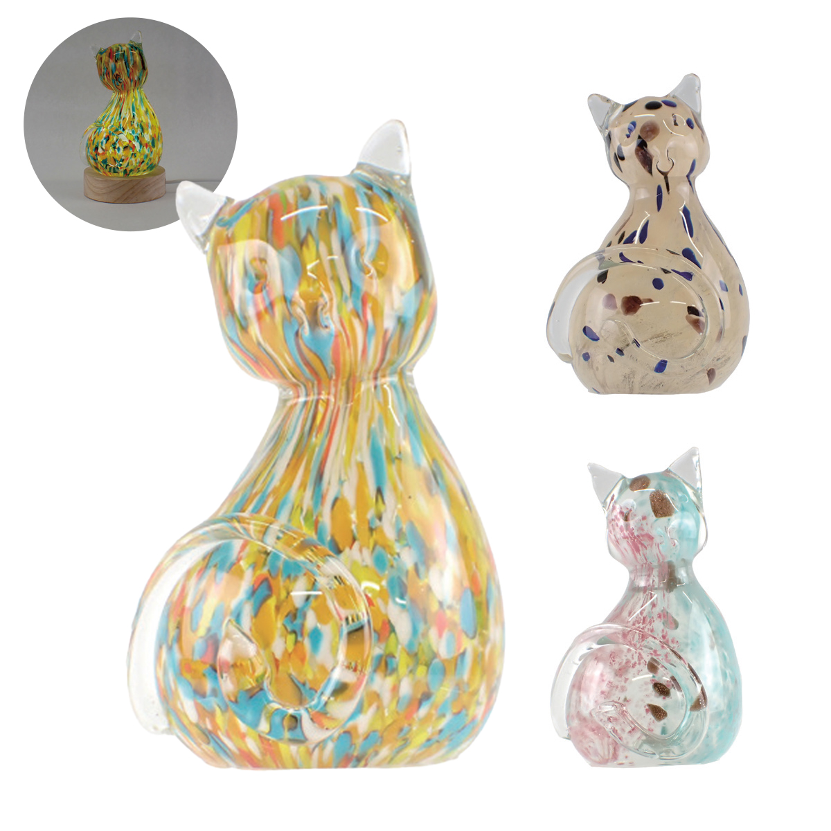 【2月上旬入荷】グラスペーパーウェイト キャット インテリア小物 置物 オブジェ