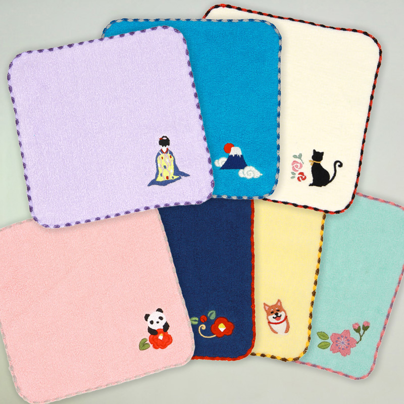 おしゃれ刺繍ミニハンカチ お土産にも